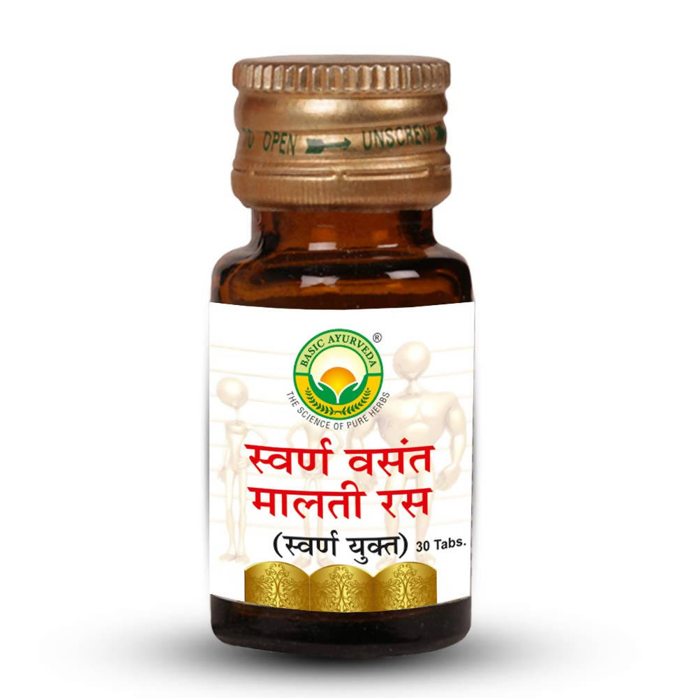 Basic Ayurveda Swarn Vasant Malti Ras (With Gold) 30 Tablets
